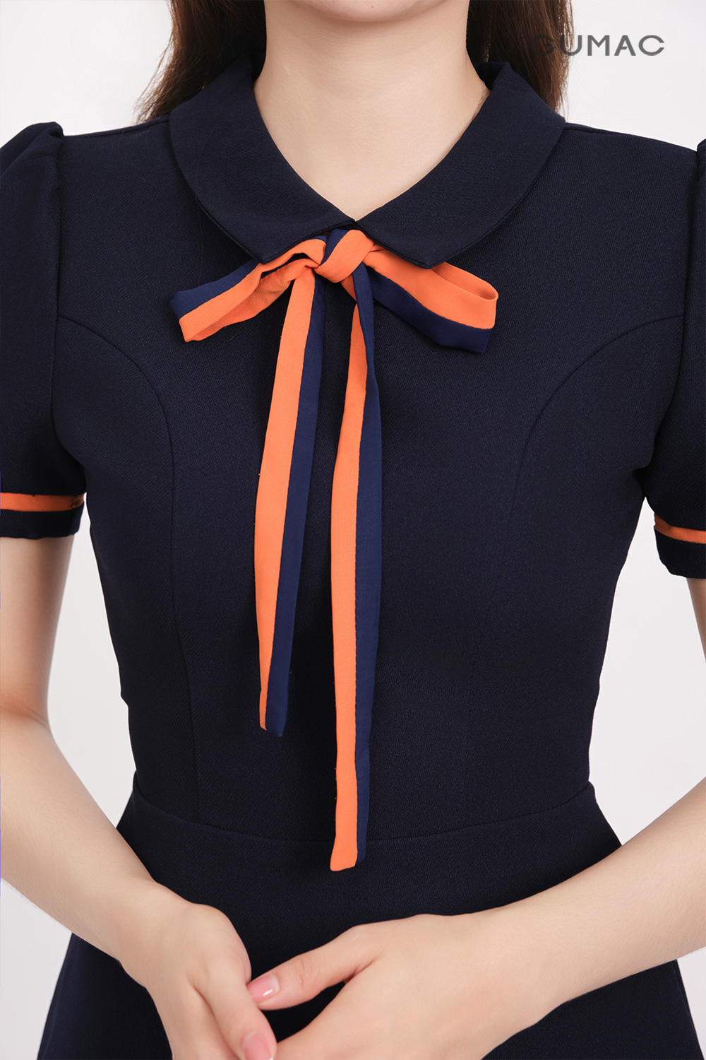 Đầm A nẹp tay phối