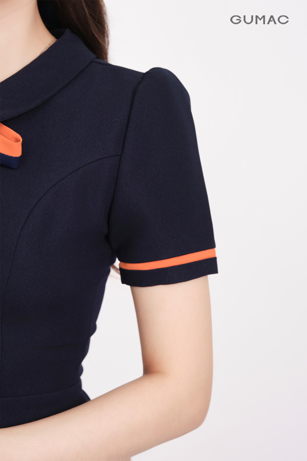 Đầm A nẹp tay phối